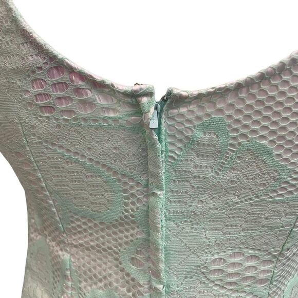 Lilly Pulitzer Lonnie Iridescent Daisy Lace Mini Dress Seafoam Green lined sze 0 - Picture 8 of 13